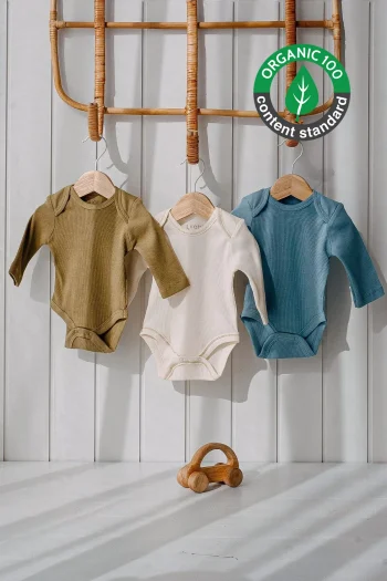 Lilabio 3 Piece Unisex Baby Long Sleeve Cotton Bodysuit Set Newborn and Children's Gift Set