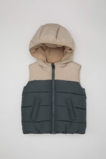 Boys' Waterproof Fleece-Lined Hooded Puffer Vest