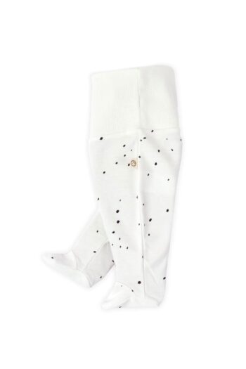 High Waist Trousers with Cuffs Newborn Cosmos White Organic Cotton