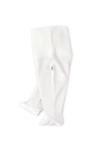 High Waisted Pants with Cuffs Newborn White Organic Cotton