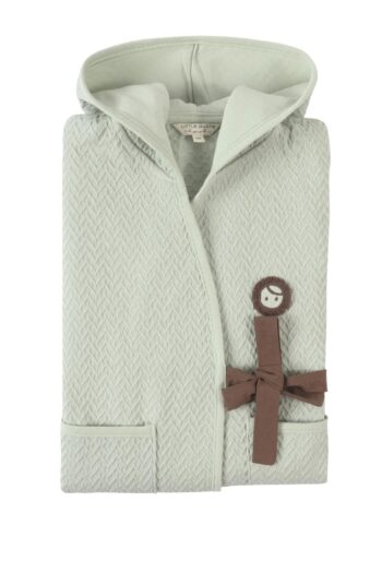 Organic Cotton Jacquard Children's Green Bathrobe
