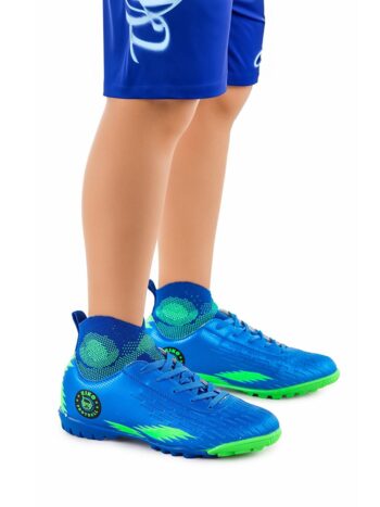 KIKO KIDS Saks-Blue-Green 142 FHS Turtleneck Turf Soccer Shoes for Boys