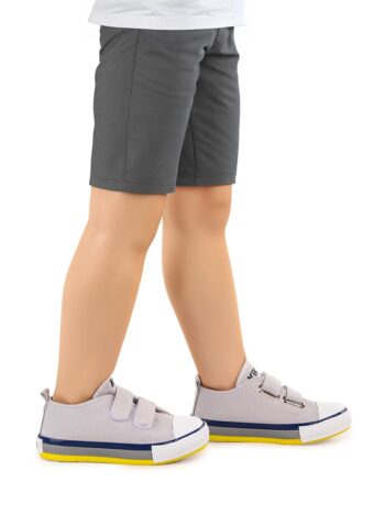 KIKO KIDS Gray Linen Velcro Boys' Canvas Shoes