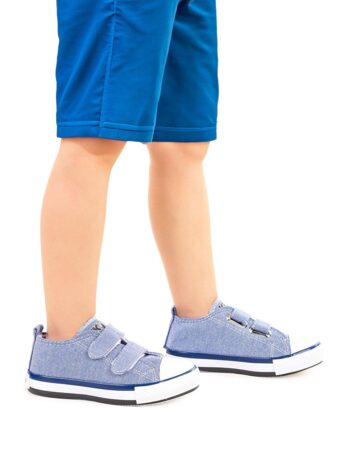 KIKO KIDS                                           Medium Blue Linen Velcro Boys' Casual Sneakers