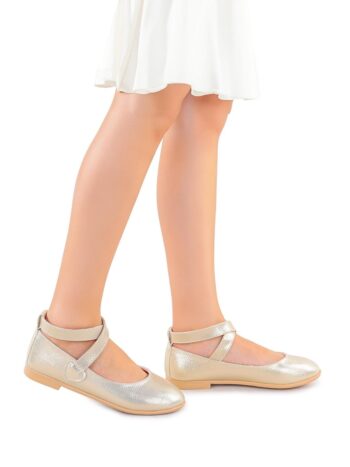KIKO KIDS Gold Velcro Girl's Ballerina Shoes Arç 04