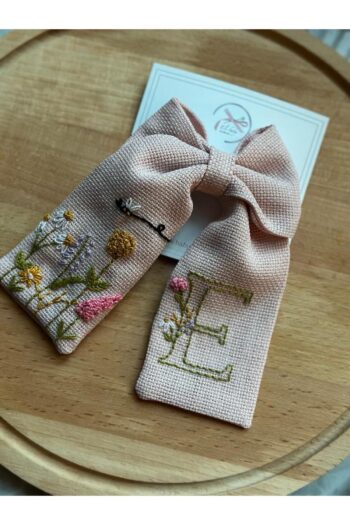 Eli Baby Handmade Dusty Pink Floral Embroidered Bow Hair Clip