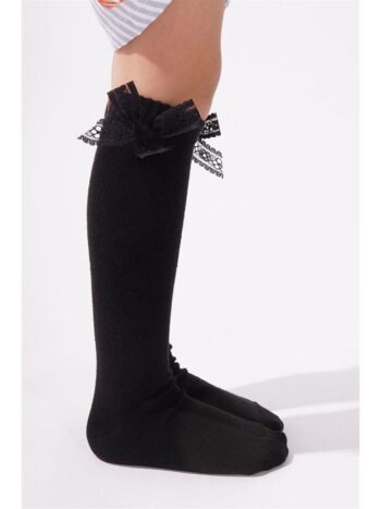 Katia And Bony Black Family Knee-High Ribbons Children's Basic Socks Black