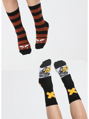 Casabony Black Patterned Fox&Dino 2-Pack Boys' Socks