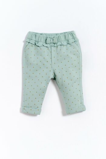 Kyron 100% Cotton Mint Green Polka Dot Girl Baby Pants with Bow Detail