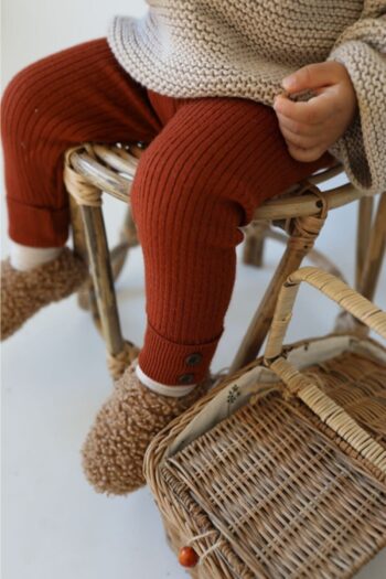 gogo bici Button Detail Ribbed Baby Knit Leggings
