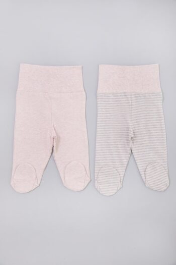 Organicera Organic Newborn Leggings with Feet, 2-Piece Set, Rose Melange