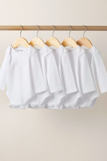 Lilabio 100% Organic Cotton 5-Pack Long Sleeve Baby Bodysuits