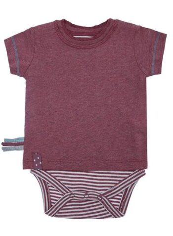 OrganicEra Organic Short Sleeve T-shirt Bodysuit, Bordeaux Melange