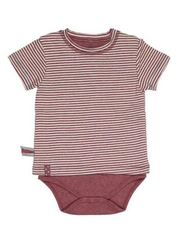 OrganicEra Organic Short Sleeve T-shirt Body, Striped, Bordeaux Melange