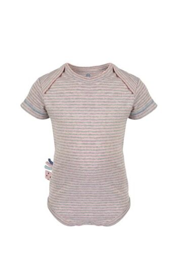 OrganicEra Organic Short Sleeve Bodysuit, Striped, Rose Melange