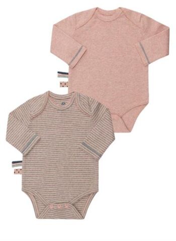 OrganicEra Organic Long Sleeve Baby Bodysuit Set of 2, Rose Melange