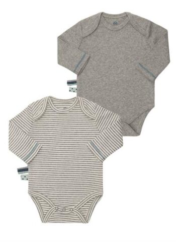 OrganicEra Organic Long Sleeve Baby Bodysuit 2-Piece Set, Gray Melange