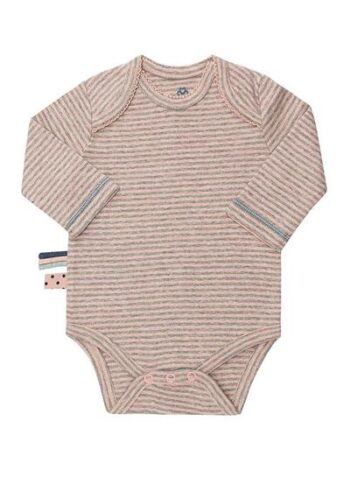 OrganicEra Organic Long Sleeve Baby Bodysuit, Striped, Rose Melange