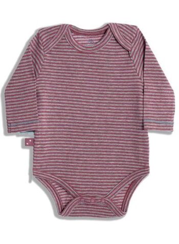 OrganicEra Organic Long Sleeve Baby Bodysuit, Striped, Bordeaux Mélange