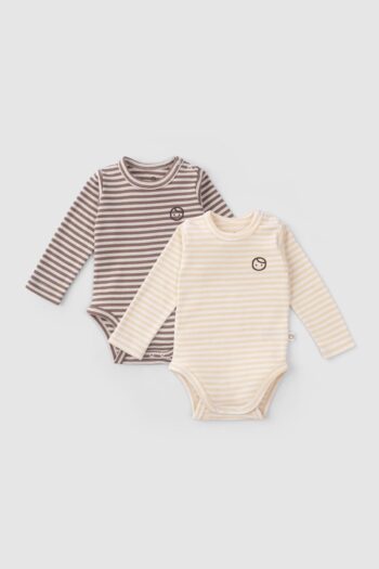 2-Pack Long Sleeve Adjustable Snap Organic Cotton Bodysuit Playtime