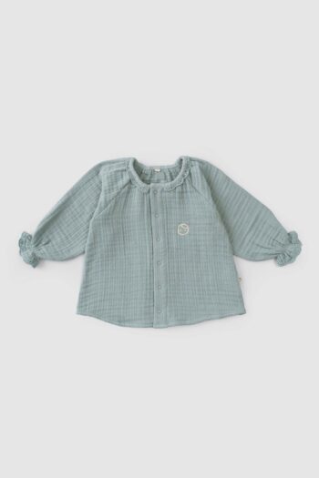 Brodeli Muslin Baby Shirt Organic Cotton Green