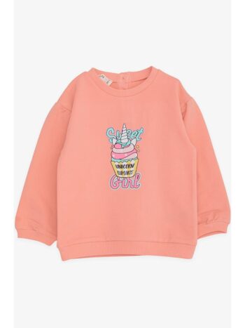 Peach Unicorn Printed Sweatshirt for Girls (9 Months - 3 Years)