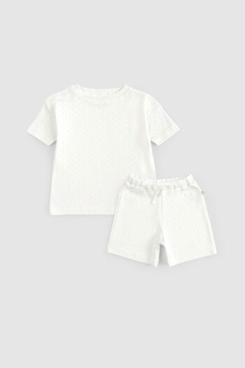 Organic Cotton Pointelle Baby Ecru Short Set