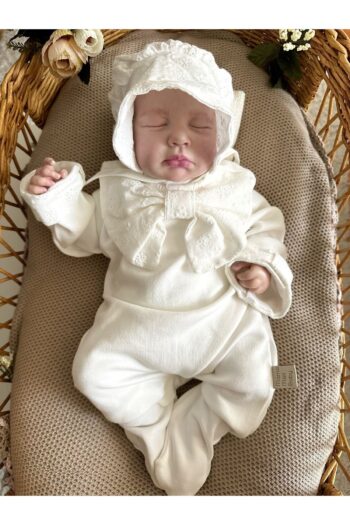 Mama Miel Baby Girl Newborn Jumpsuit with Ruffle Ribbon Details and Ruffle Hat Set
