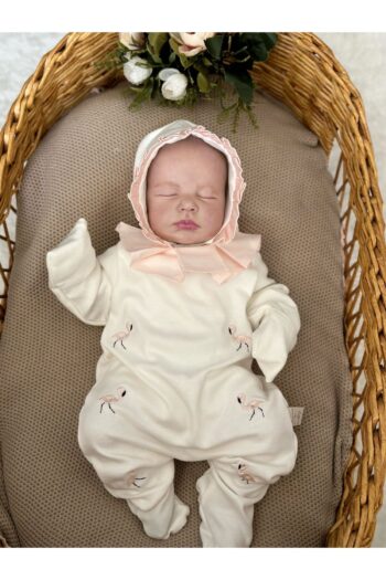 Mama Miel Baby Flamingo Embroidered Newborn Onesie and Ruffled Hat