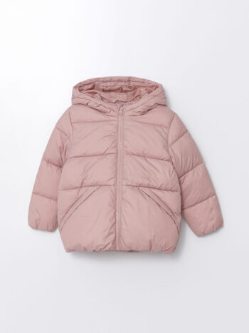 LCW Baby Pink Hooded Girls' Padded Jacket
