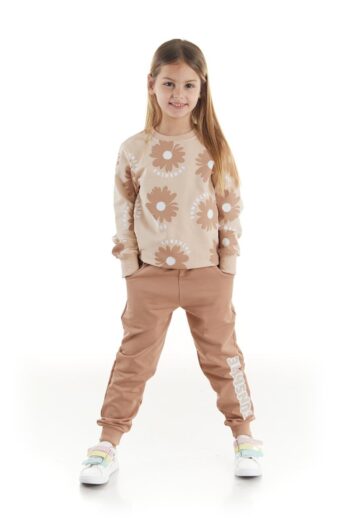 AHENGİM Girls' Floral Printed Trendy School Tracksuit Cotton Seasonal AK2501