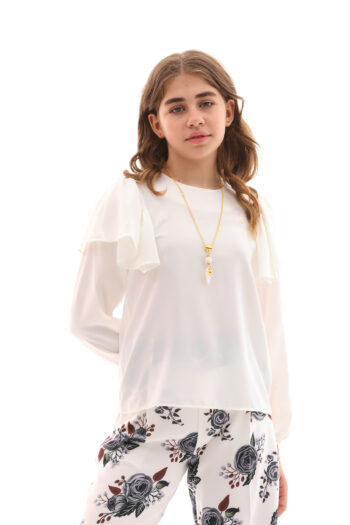 Pulcino Girl's Blouse with Ruffle Sleeves