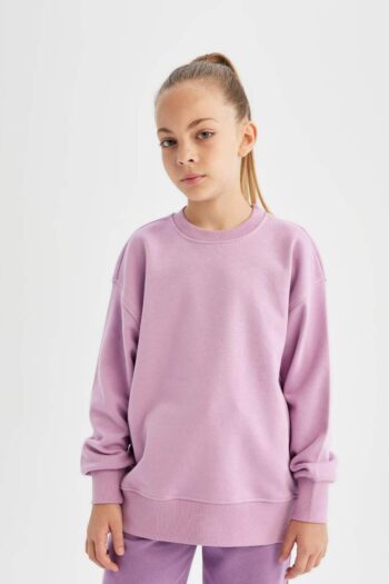 Girls' Relax Fit Bicycle Neck Basic School Sweatshirt
