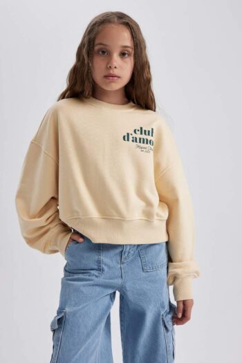 Girls' Oversized Fit Printed Sweatshirt