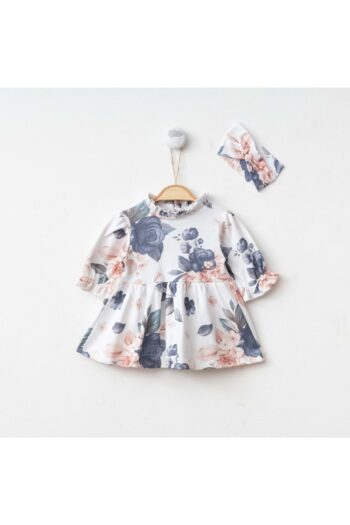 Minimus Newborn Baby Girl Colorful Floral Cotton Dress and Hair Band with Snap Details Princess Model Dress