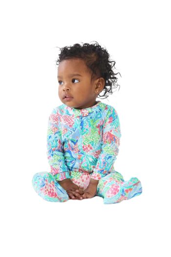 Lilly Pulitzer Mermaid Cove Organic Cotton Footed Zippered Baby Romper