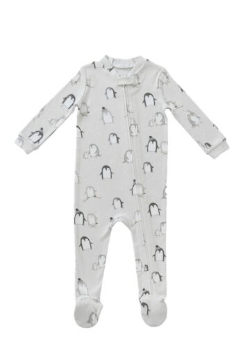 Baby Design Store Penguin Organic Cotton Footed Zipper Baby Romper
