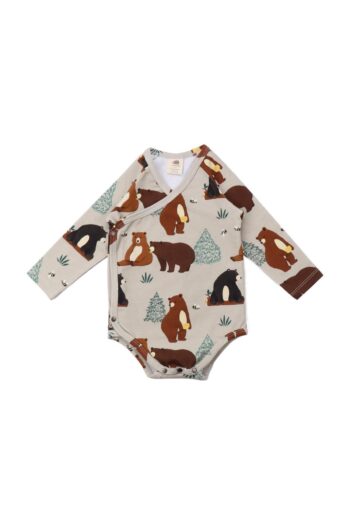 Walkiddy Balina Patterned Organic Cross-Over Baby Bodysuit