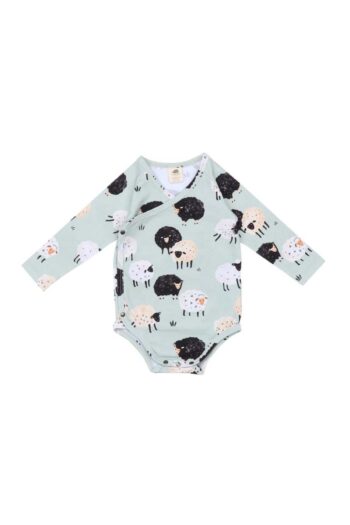 Walkiddy Kuzu Patterned Organic Cross-over Baby Bodysuit