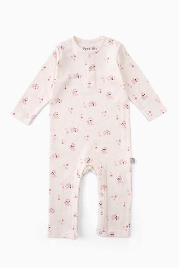 Baby Bodysuit with Long Sleeves and Snap Closure in Pink Minky