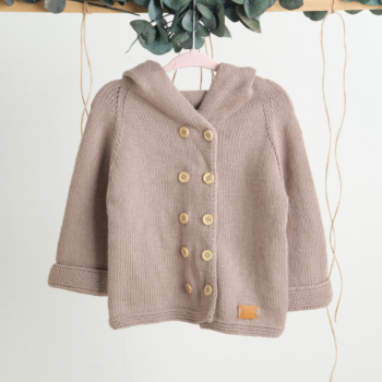 Dark Beige Hooded Cardigan