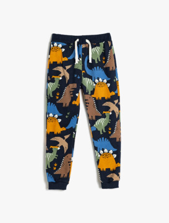 Boys' Jogger Sweatpants with Dinosaur Print and Tie Waist