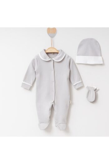 Minimus Newborn Baby Boy Cotton Overalls Hospital Exit Outfit with Trimmed Collar, Gloves, and Hat Set