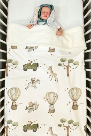 Tuğba Kuğu Double-Sided Plush Blanket (80X120) - Limited 21 - Safari Animals in Transit