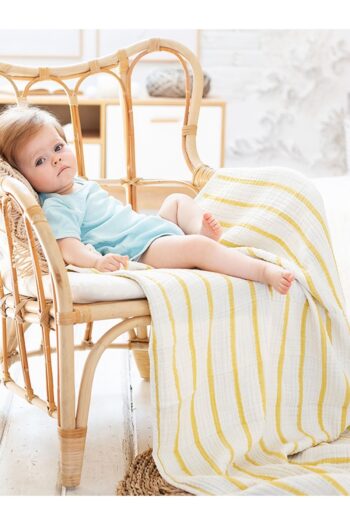 Caline Baby 4 Muslin Blanket 120x120cm - Mustard Striped