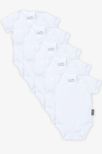 Messido %100 Cotton Set of 5 Baby Bodysuits - White