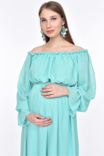MODA LABİO Flowing Maternity Dress Mint Green