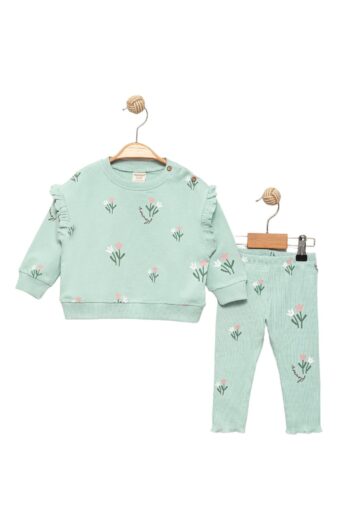 Divonette Girl's Green Sweatshirt and Ribbed Leggings - Outfit Set