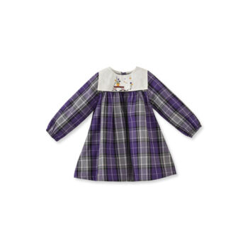 Purple Cotton Dress with Ekose Pattern