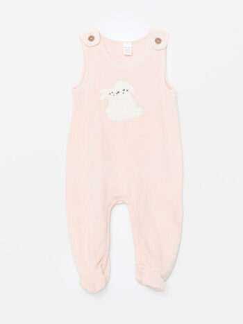 LCW Baby Pink Embroidered Girl's Baby Overall and Snap Bodysuit 2-Piece Set